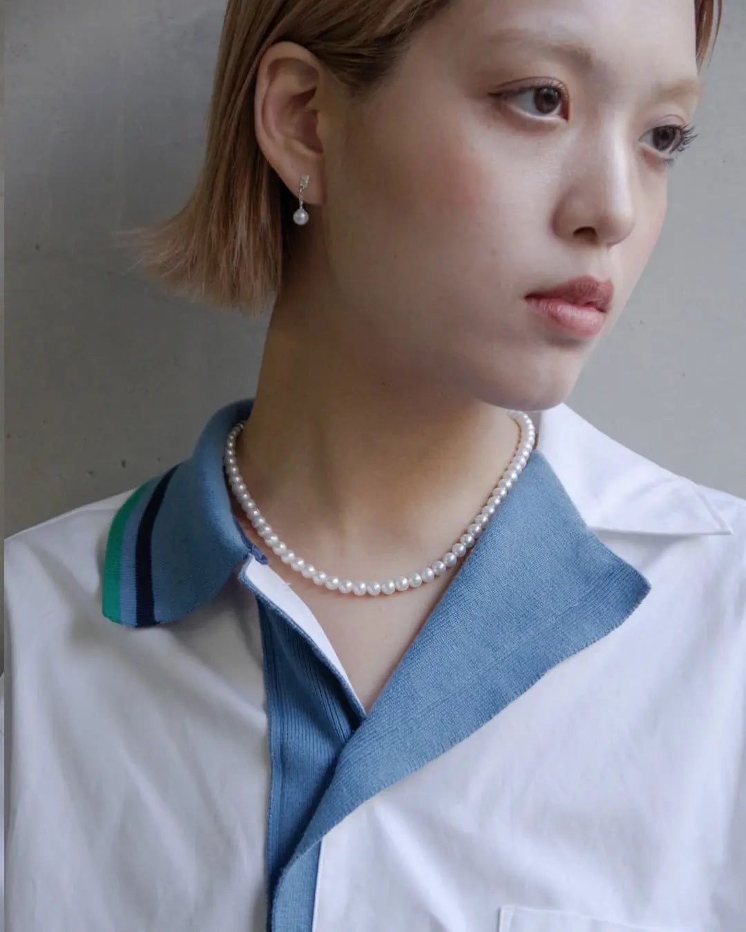 AKOYA Pearl Short Chain pierce SV-925 | HERGO