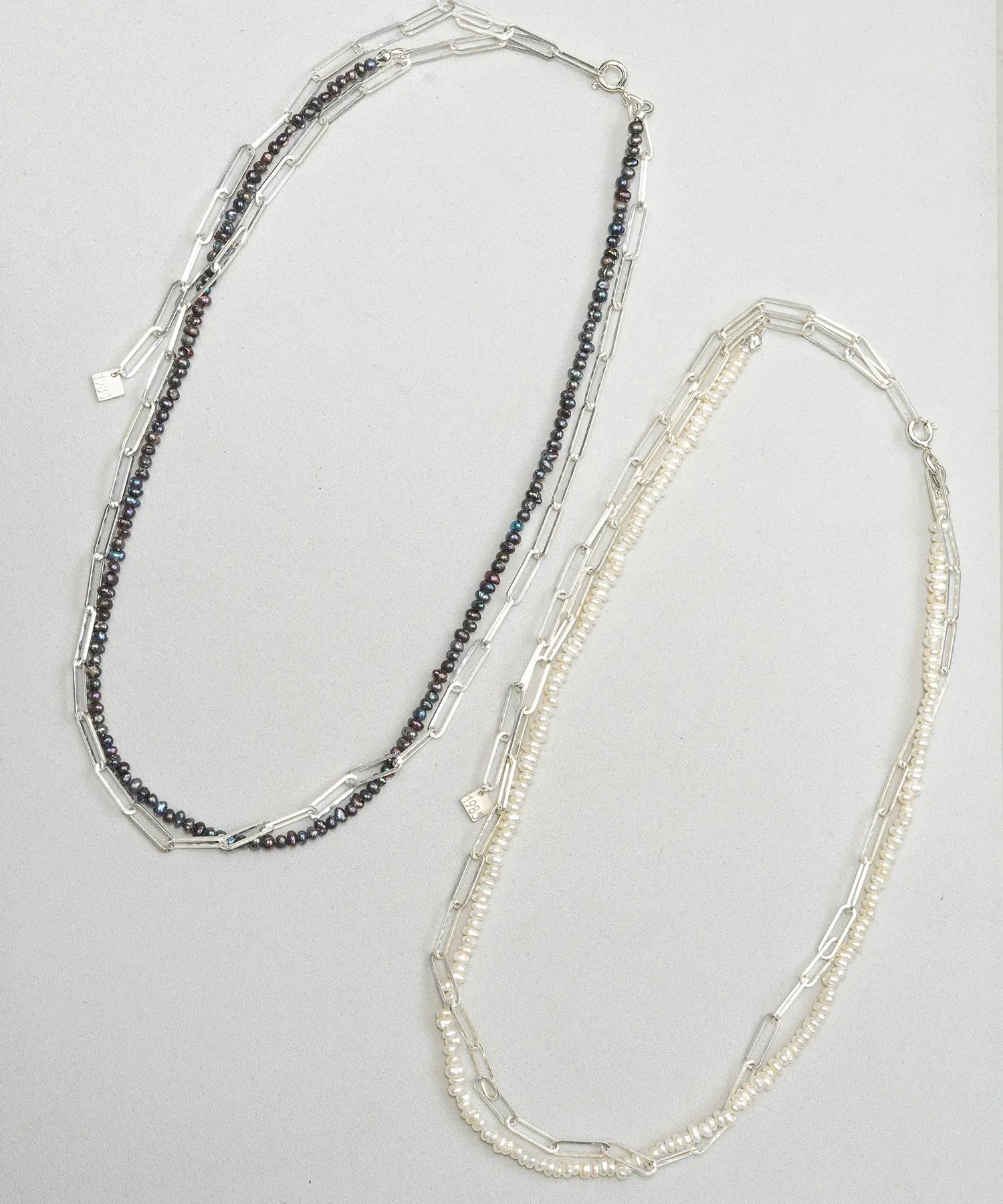 Flat Chain Baby Pearl Necklace SV-925 | HERGO