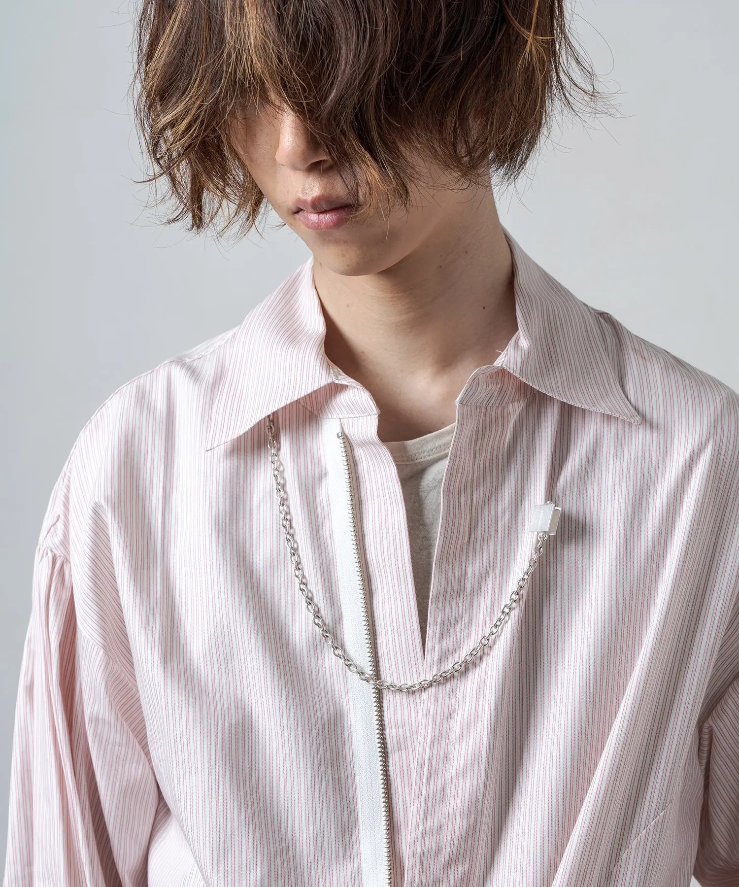 square clip W necklace azuki |HERGO