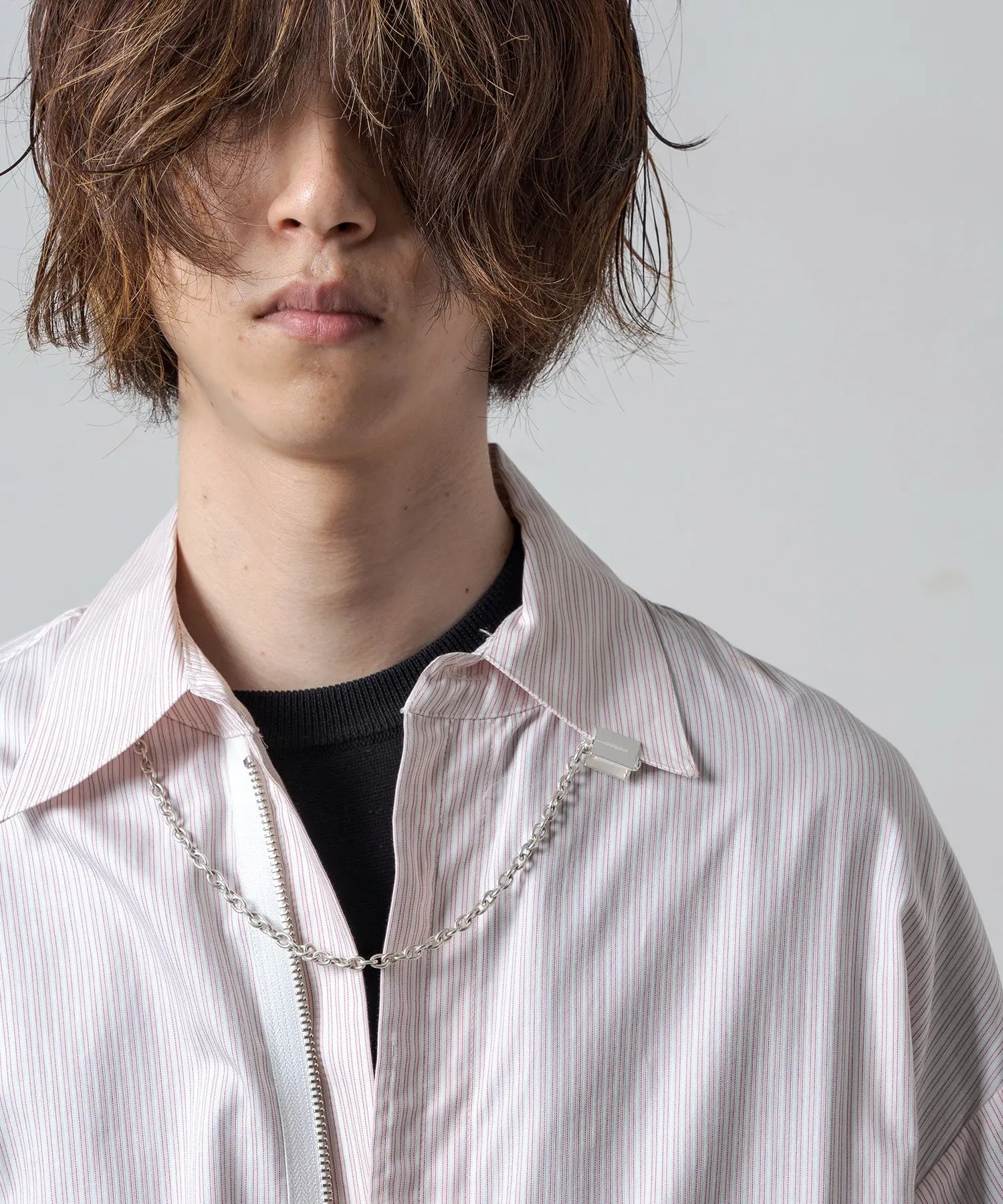 square clip W necklace azuki |HERGO