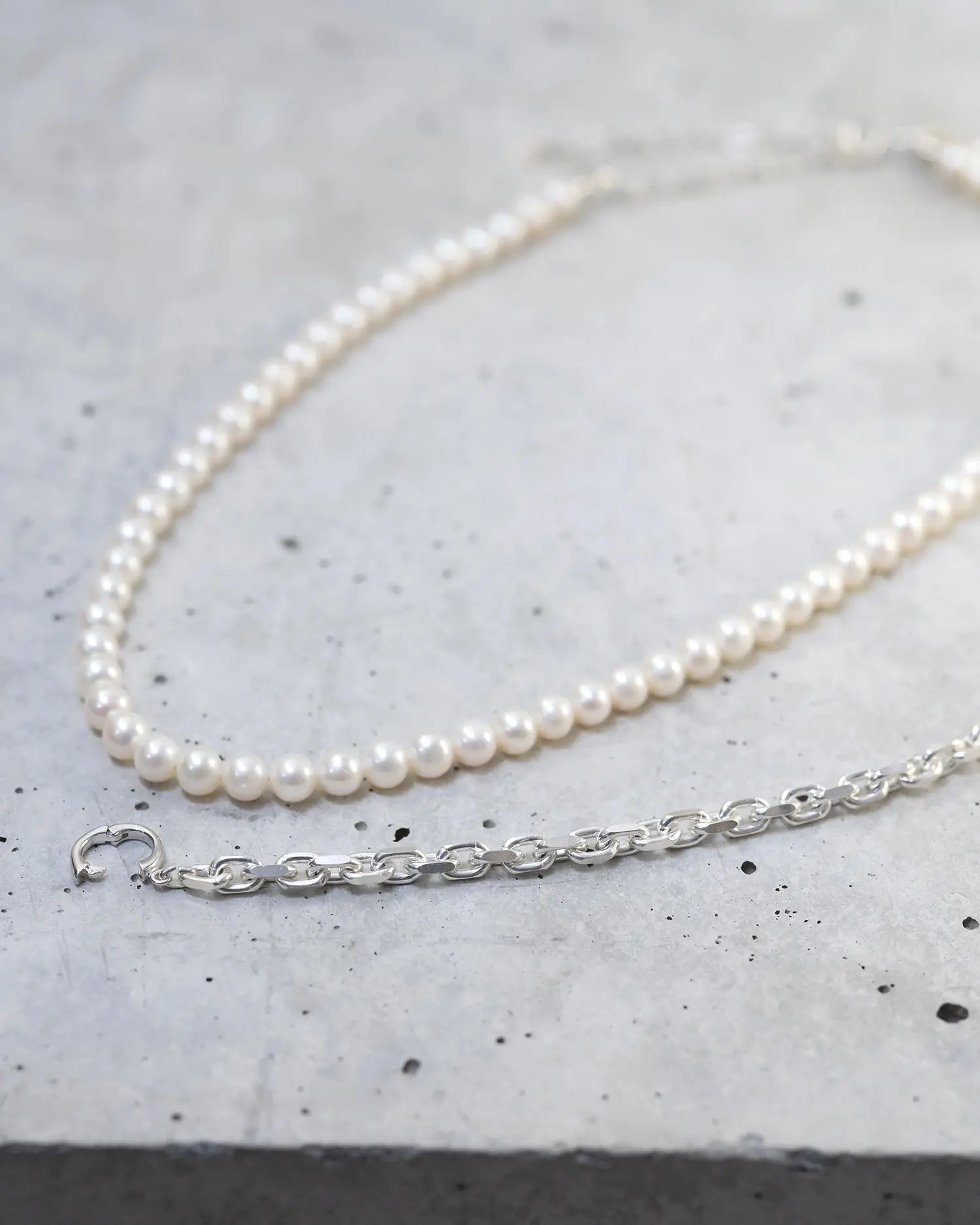 Droop Chain Pearl Necklace SV-925|HERGO