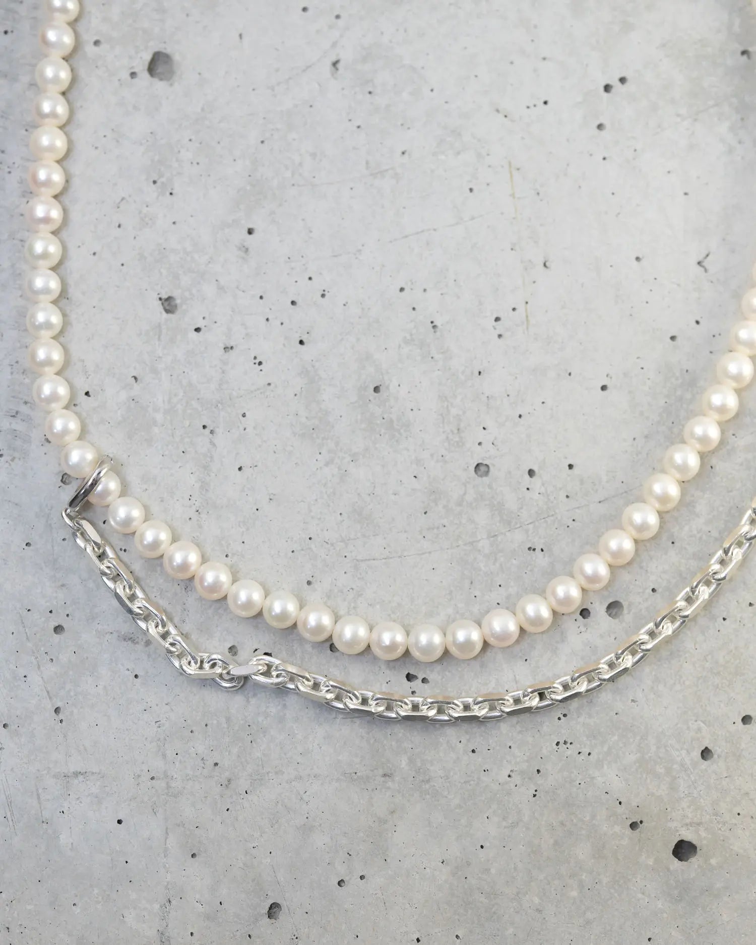 Droop Chain Pearl Necklace SV-925|HERGO