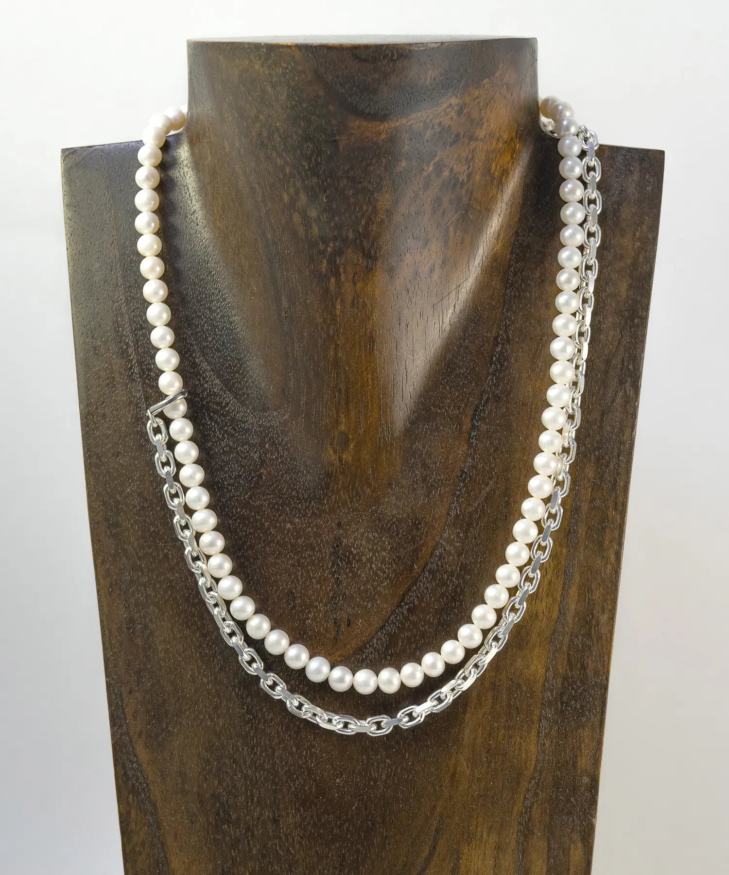 Droop Chain Pearl Necklace SV-925|HERGO