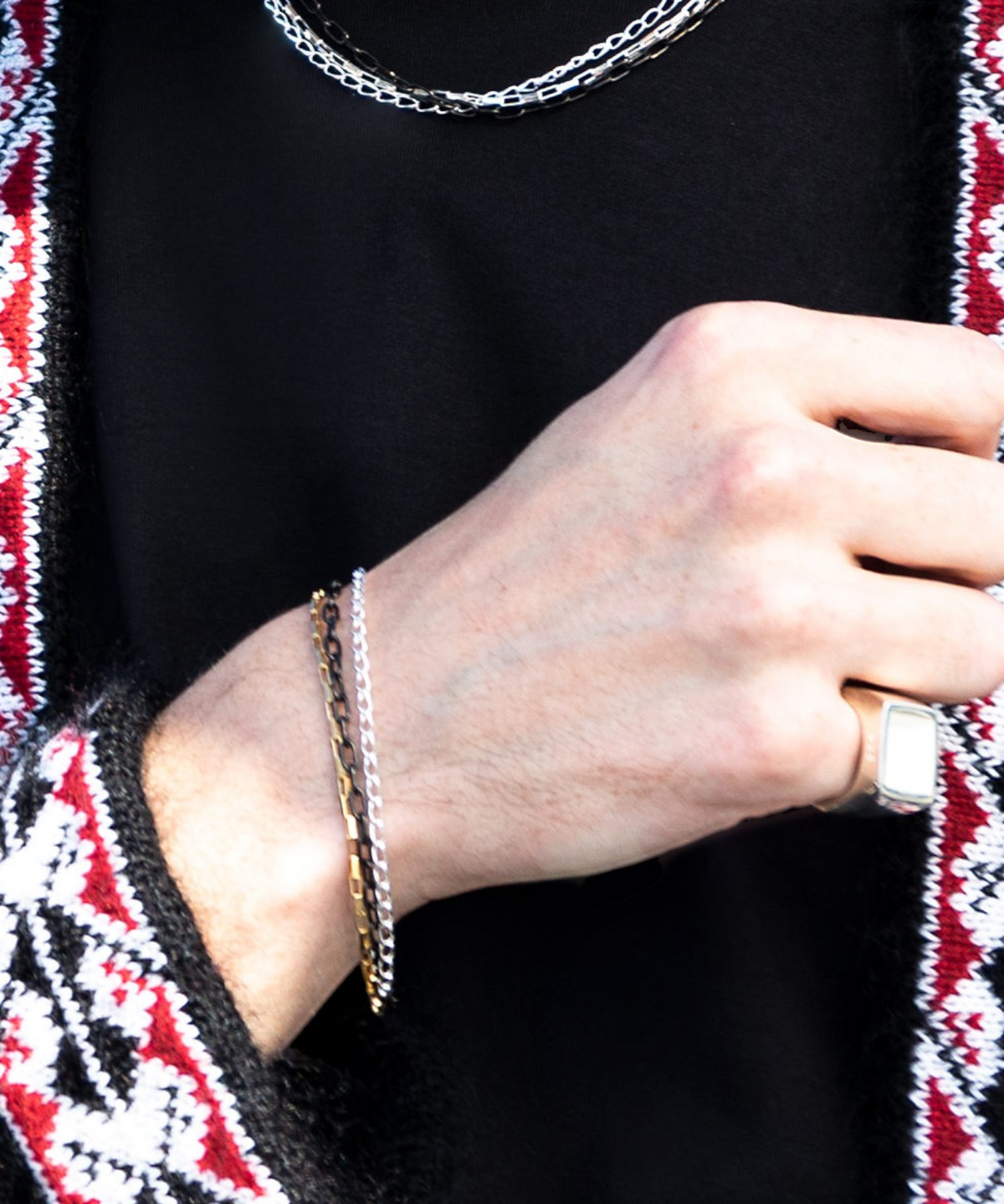 three-way deadlock bracelet gold×black | NARRATIVEPLATOON