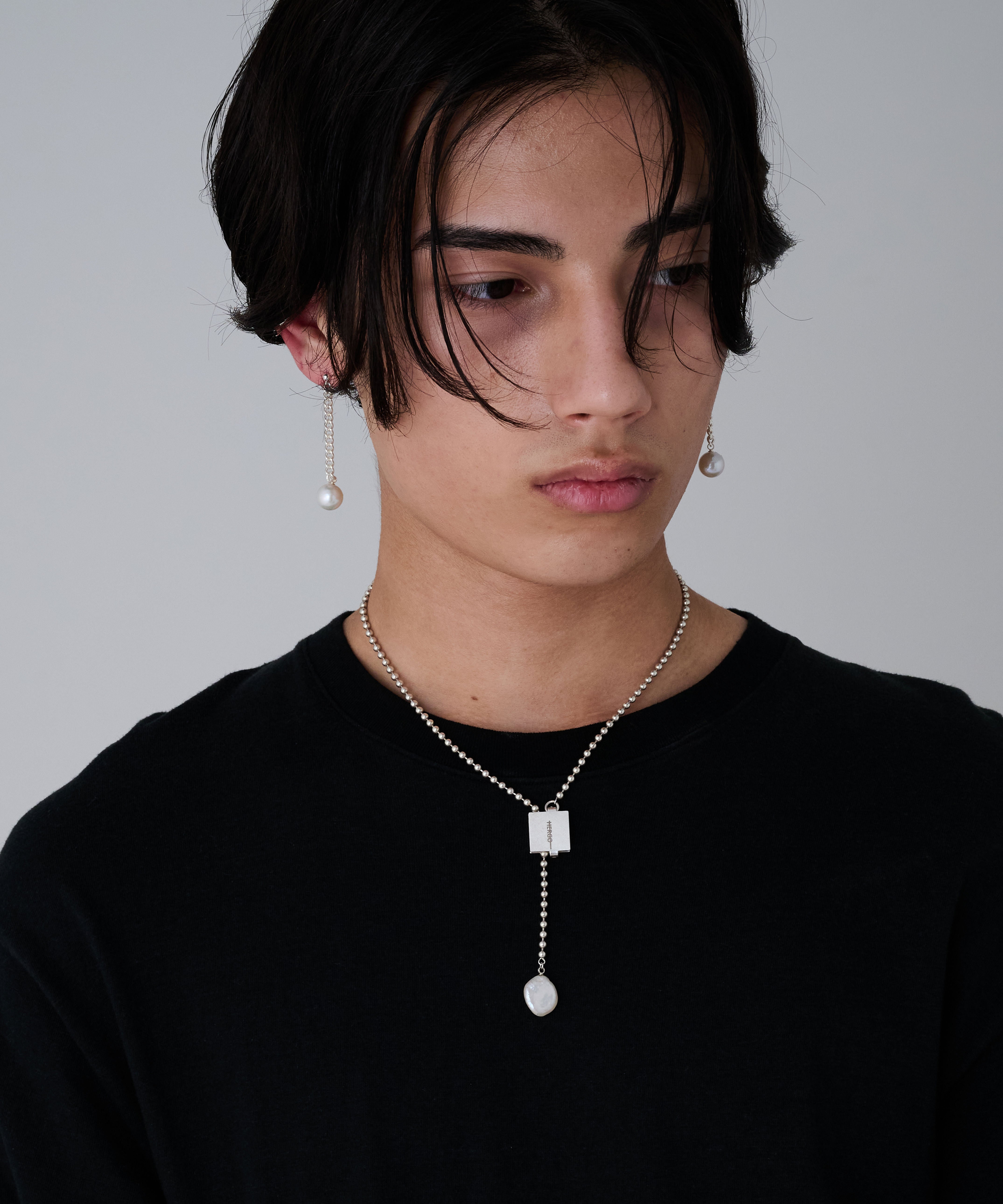 square clip pearl necklace|HERGO