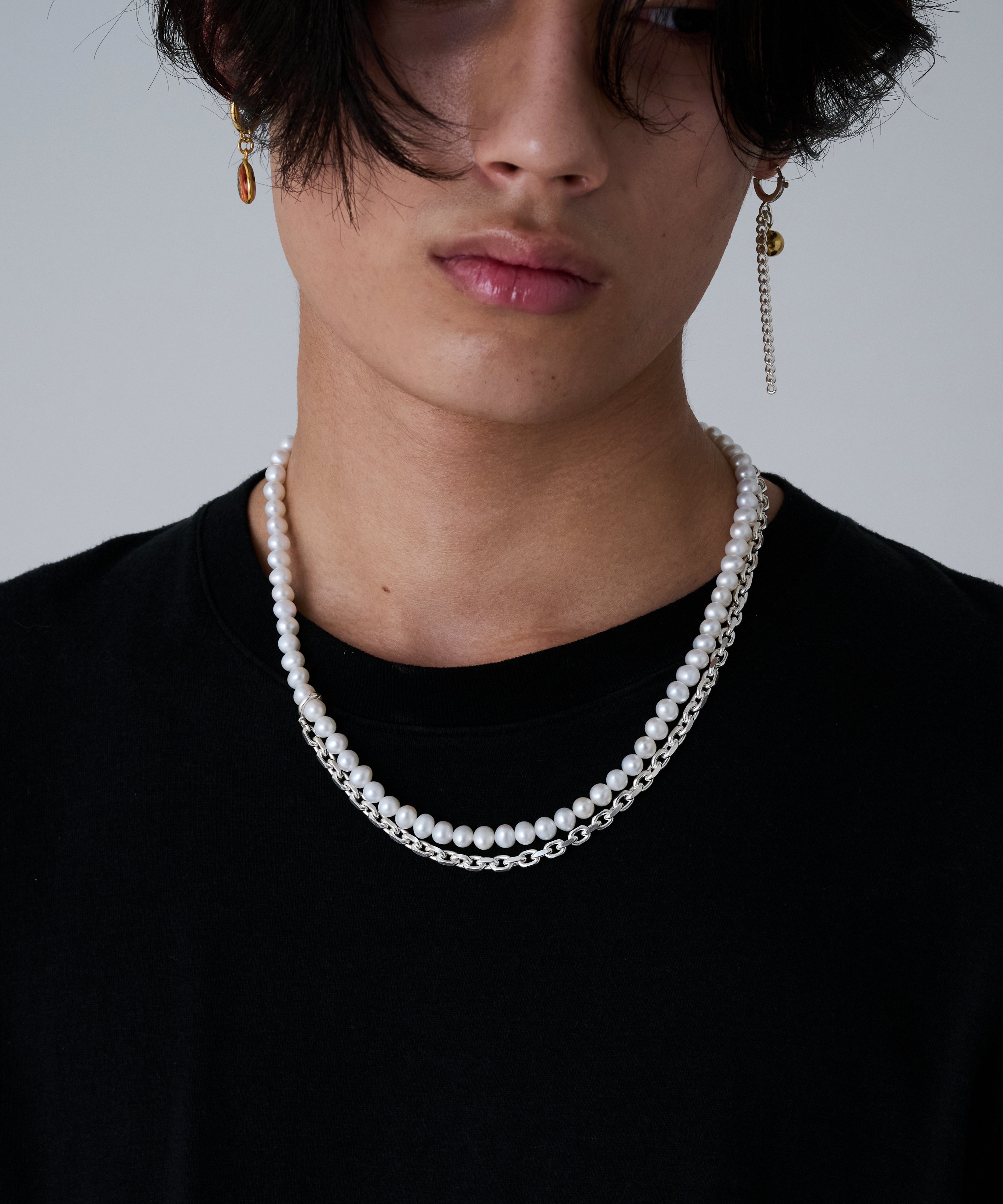 Droop Chain Pearl Necklace SV-925|HERGO
