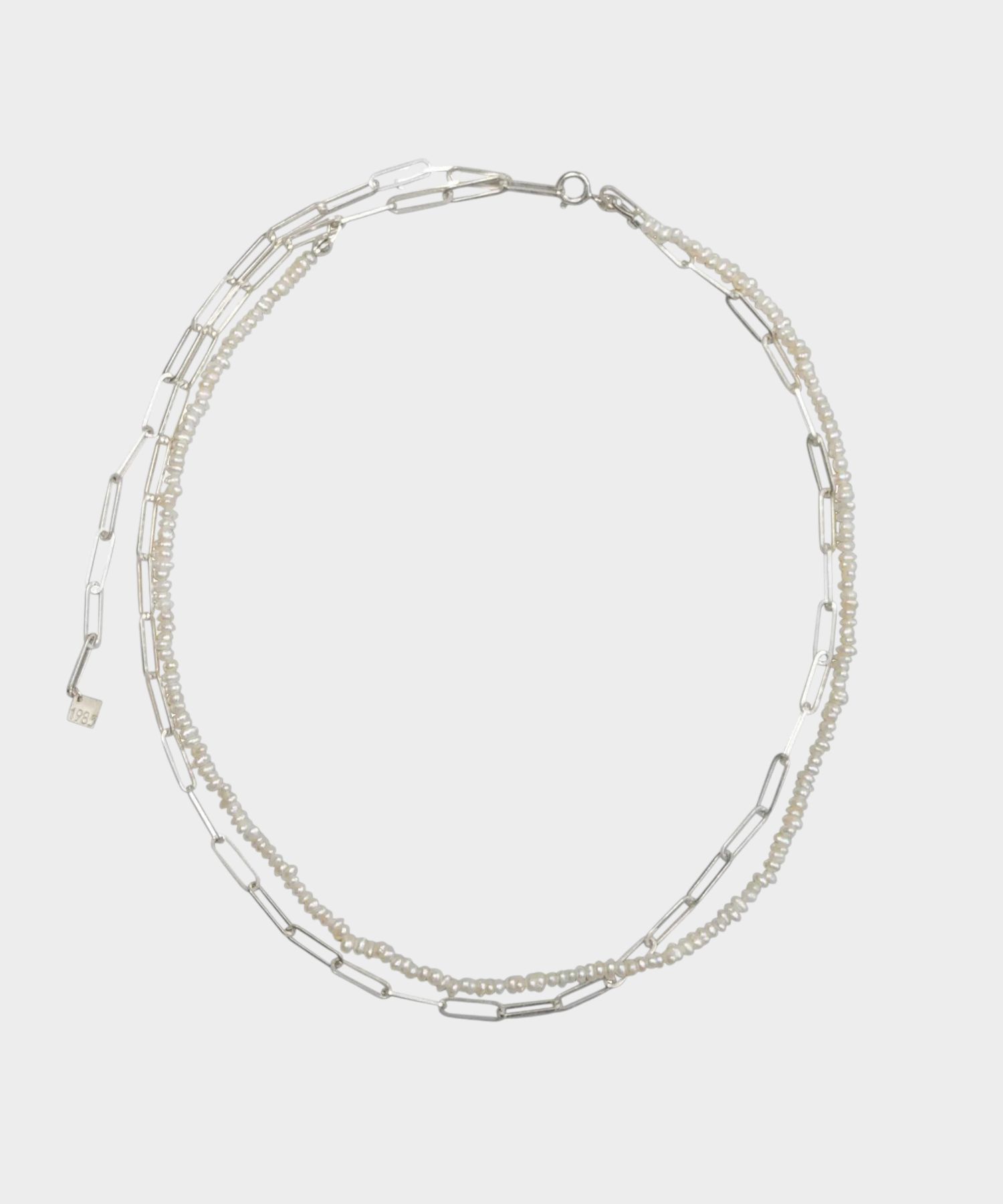 ROLE STOREの淡水パールとシルバー925フラットチェーンを組み合わせたレイヤードネックレス