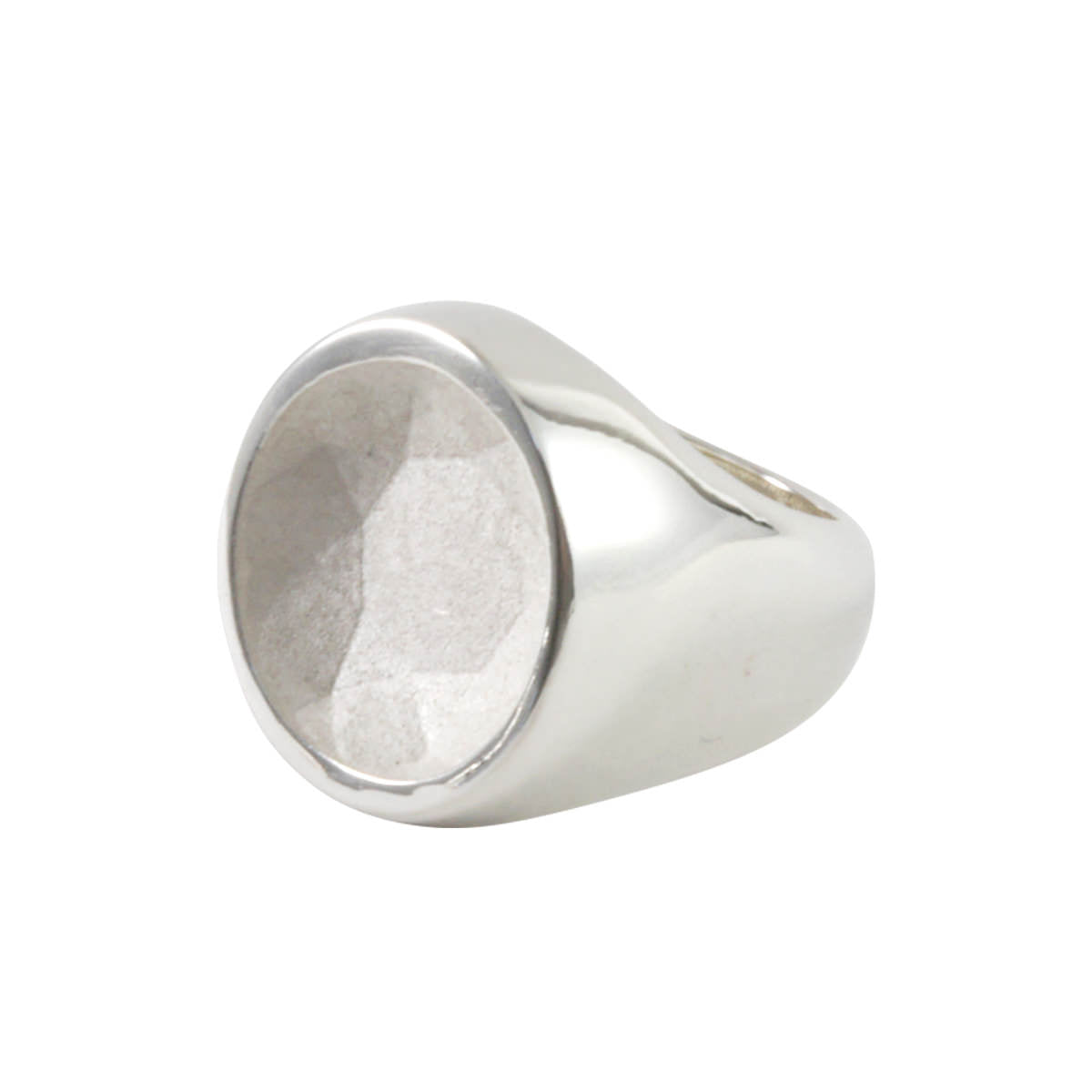Reverse Signet ring Round white | NARRATIVEPLATOON