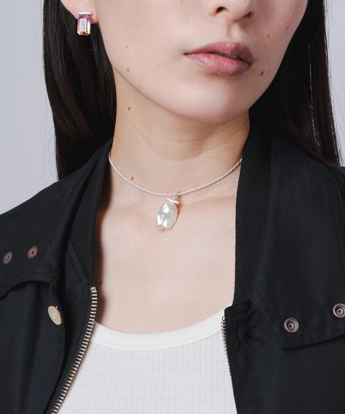 【美品】HERGO Pearl Short Necklace Mサイズ HERGO ネックレス NP:HERGO Flat Chain Baby Pearl Necklace SV