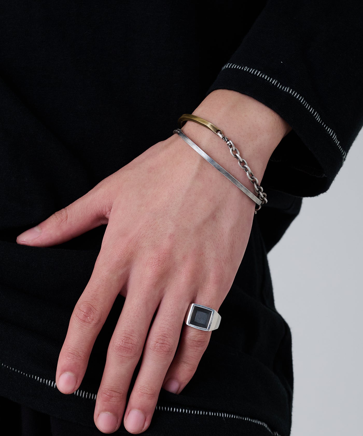 Reverse Signet ring Square small type | NARRATIVEPLATOON